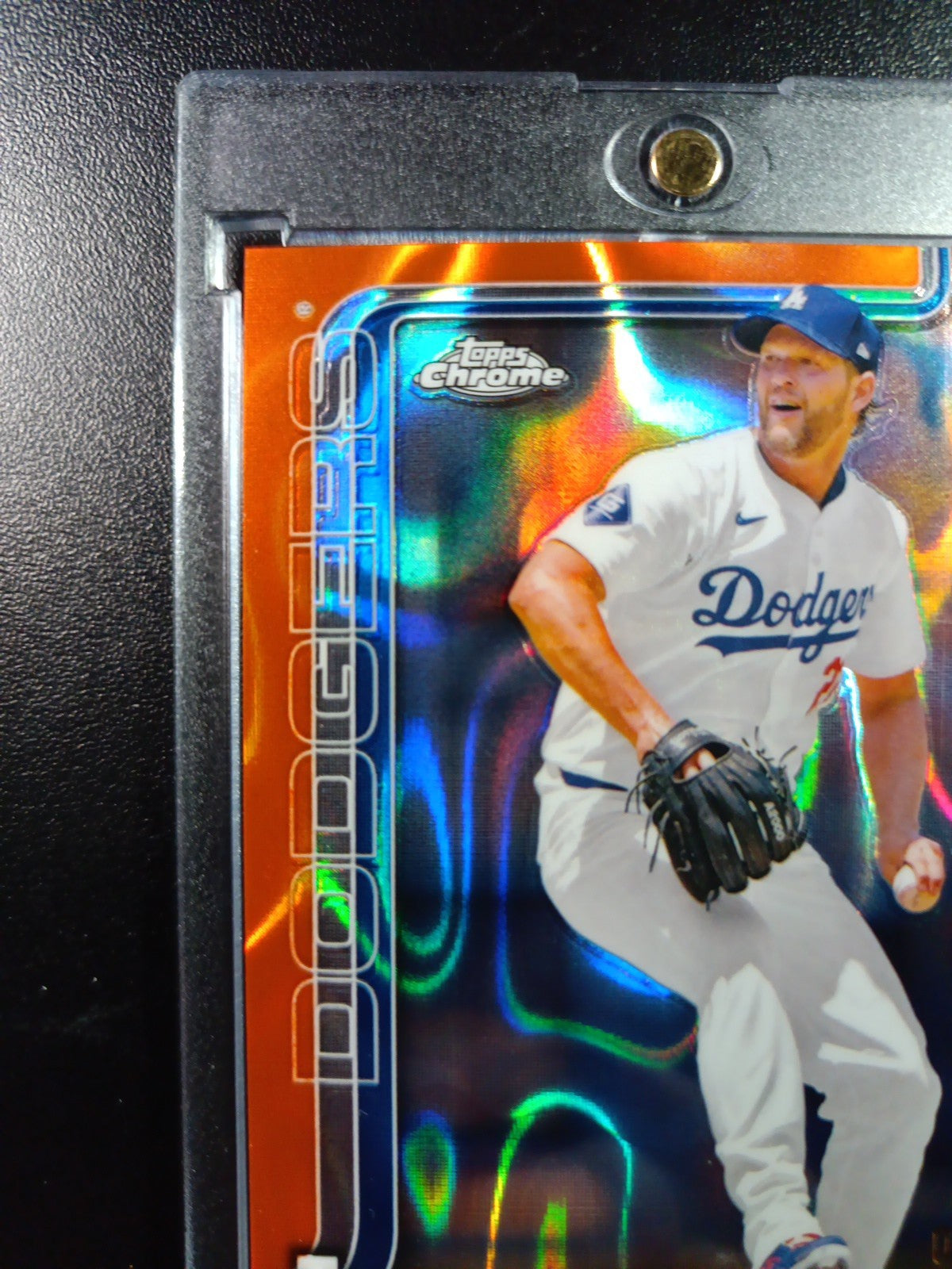 Clayton Kershaw #2/25 Orange Lava Prizm Refractor Topps Chrome Baseball Card 