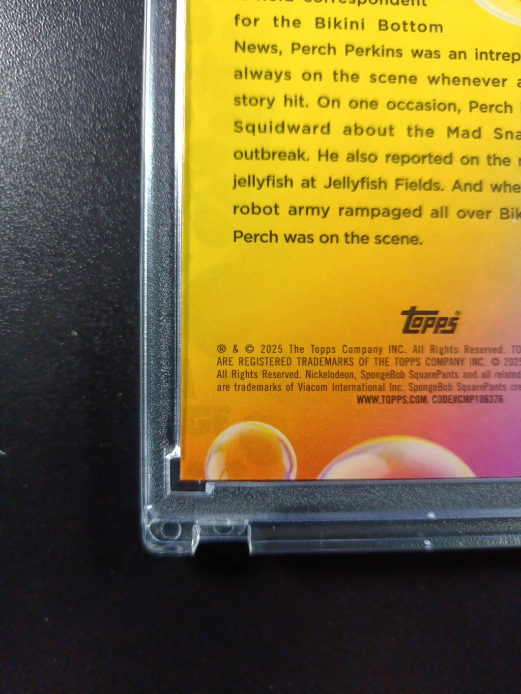 Spongebob /150 Perch Perkins Reporter Blue Refractor Card Topps Chrome 2025