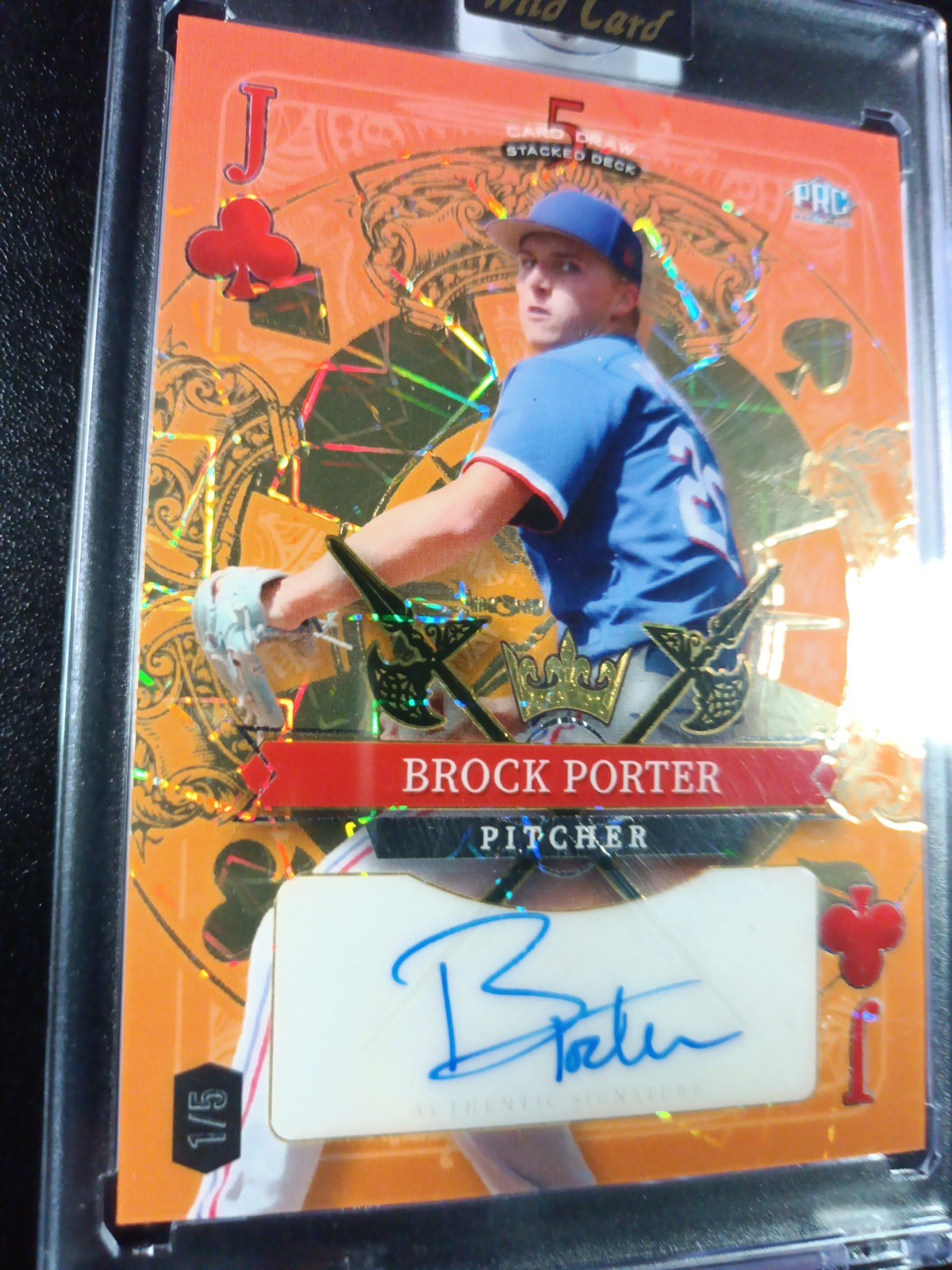 # 1/5 Autograph Brock Porter Gold Prizm Refractor Rookie Baseball Wild Card  MLB