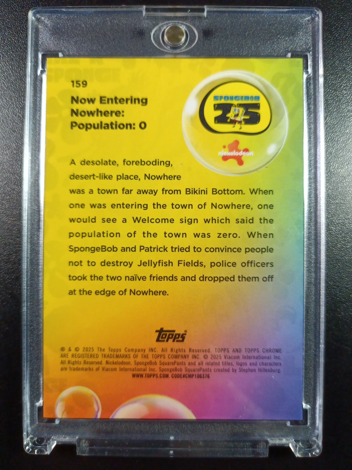 SpongeBob 127/199 Now Entering Nowhere Pop O Aqua Lava Refractor Card Topps /199