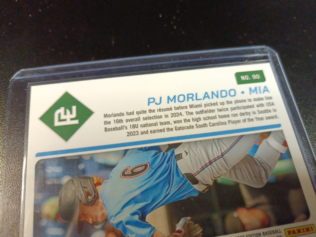 Autograph PJ Morlando Miami Marlins Rookie Baseball Card Panini Prospects 2024