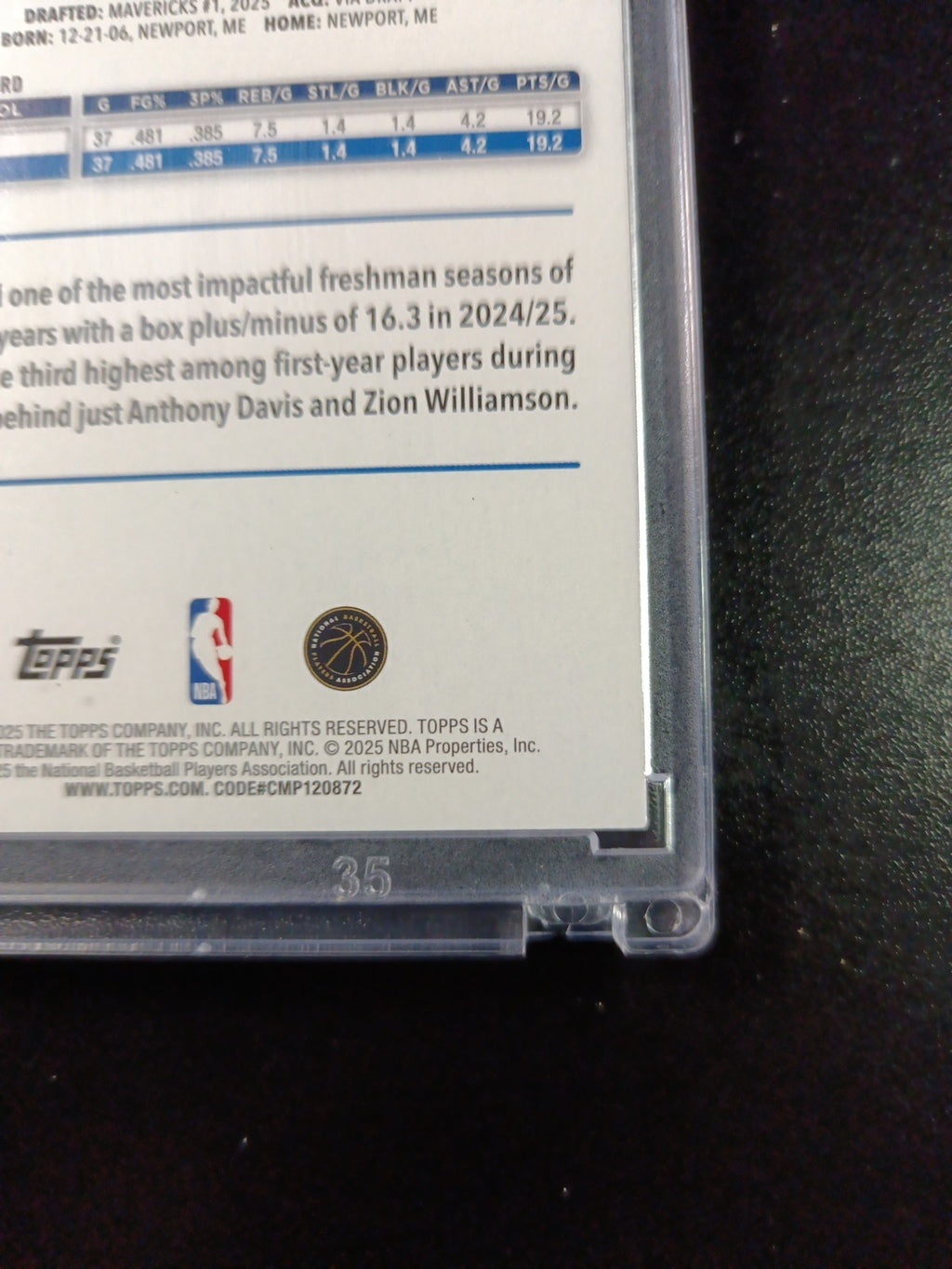 Cooper Flagg Rookie Season Tip Off Foil Card 2025-26 Topps Basketball Card