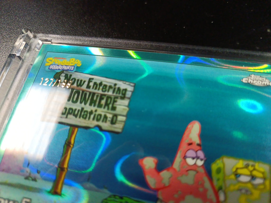 SpongeBob 127/199 Now Entering Nowhere Pop O Aqua Lava Refractor Card Topps /199
