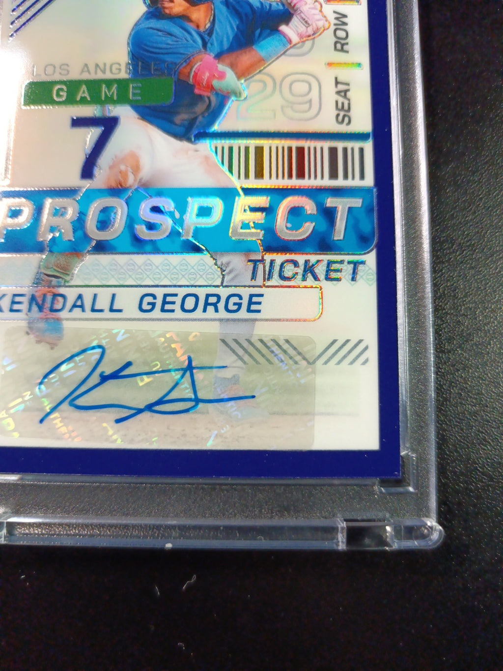 # /125 Blue Prizm Autograph Kendall George Dodgers Rookie Prospect Baseball Card