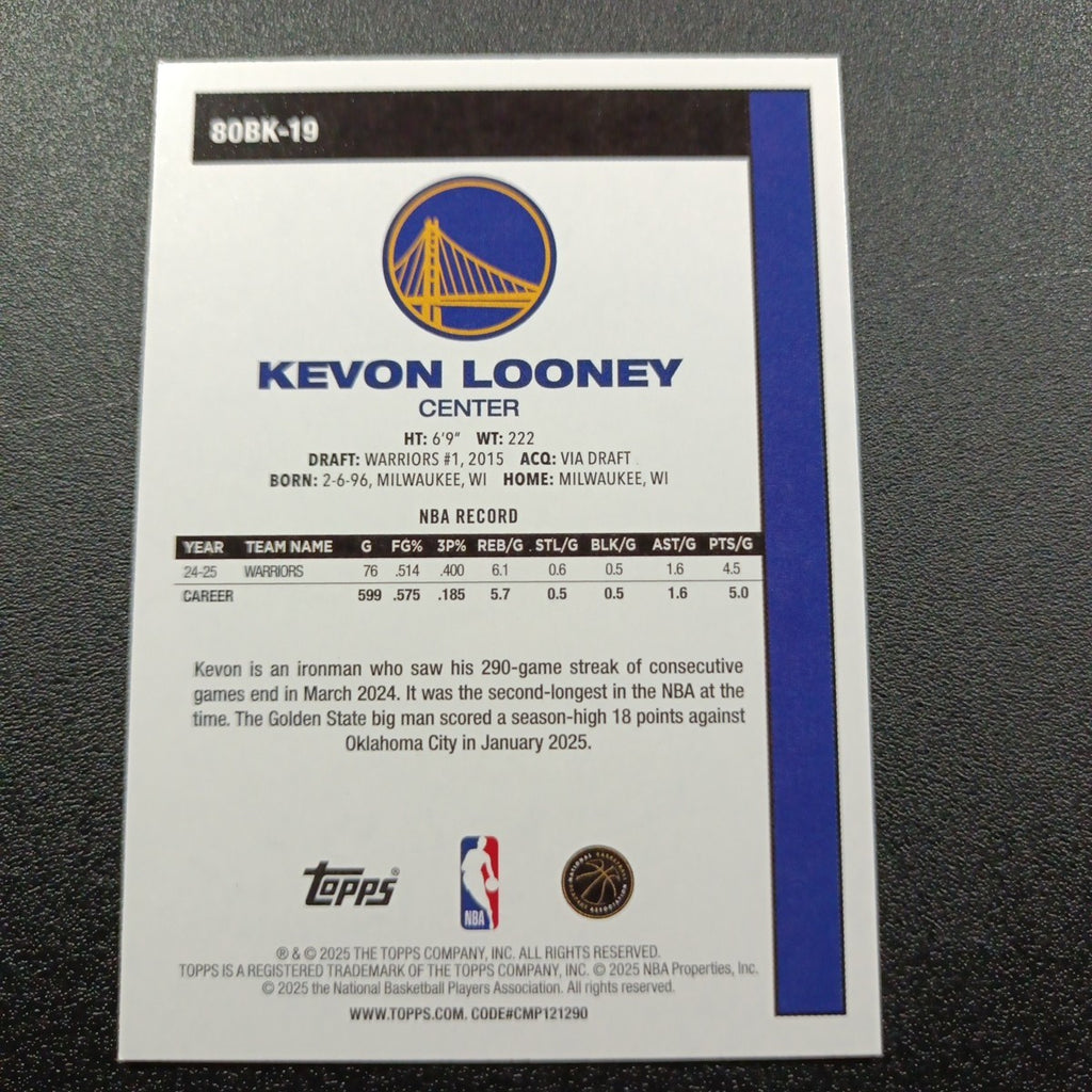 2025-26 Topps Basketball Card Kevon Looney Silver Foil 45th Anniversary