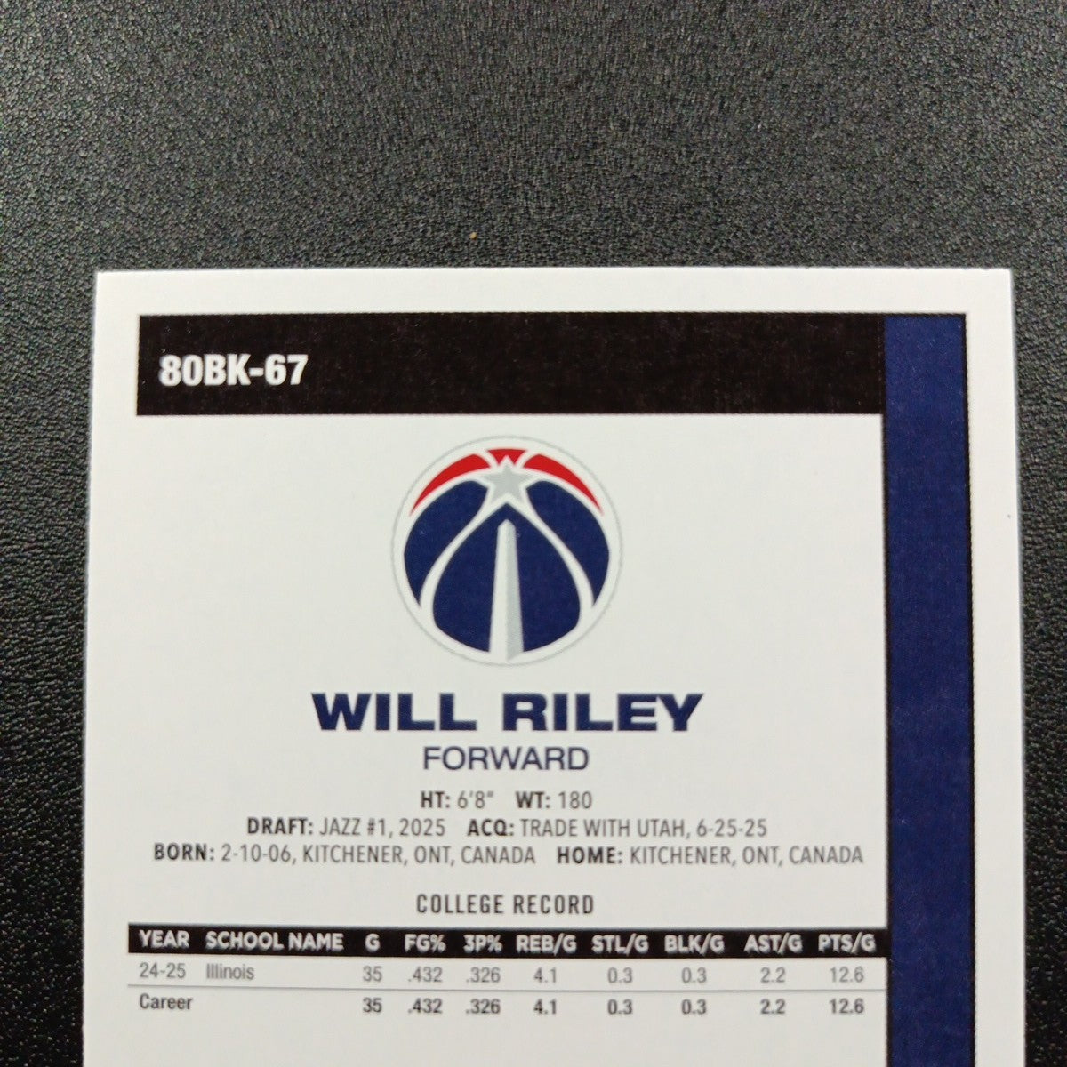 2025-26 Topps Basketball Card Will Riley Silver Foil 45th Anniversary