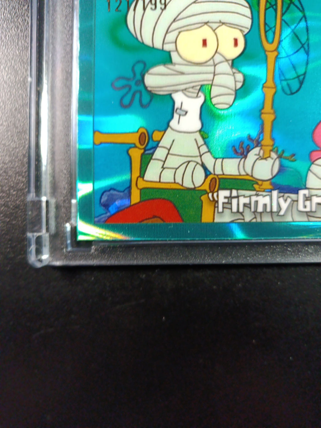 SpongeBob 121/199 Firmly Grasp It Squidward Aqua Lava Refractor Card Topps /199