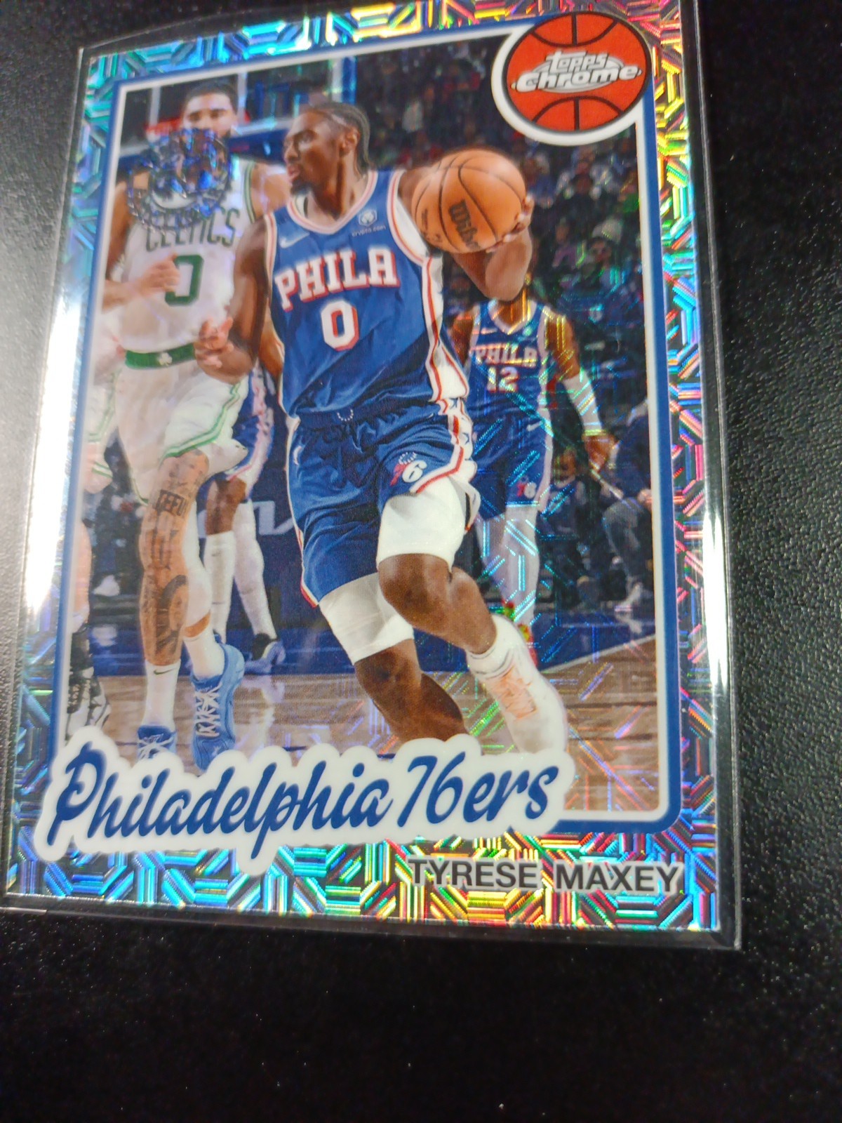 Mojo Refractor Tyrese Maxey 45th Anniversary Card 2025-26 Topps Basketball NBA