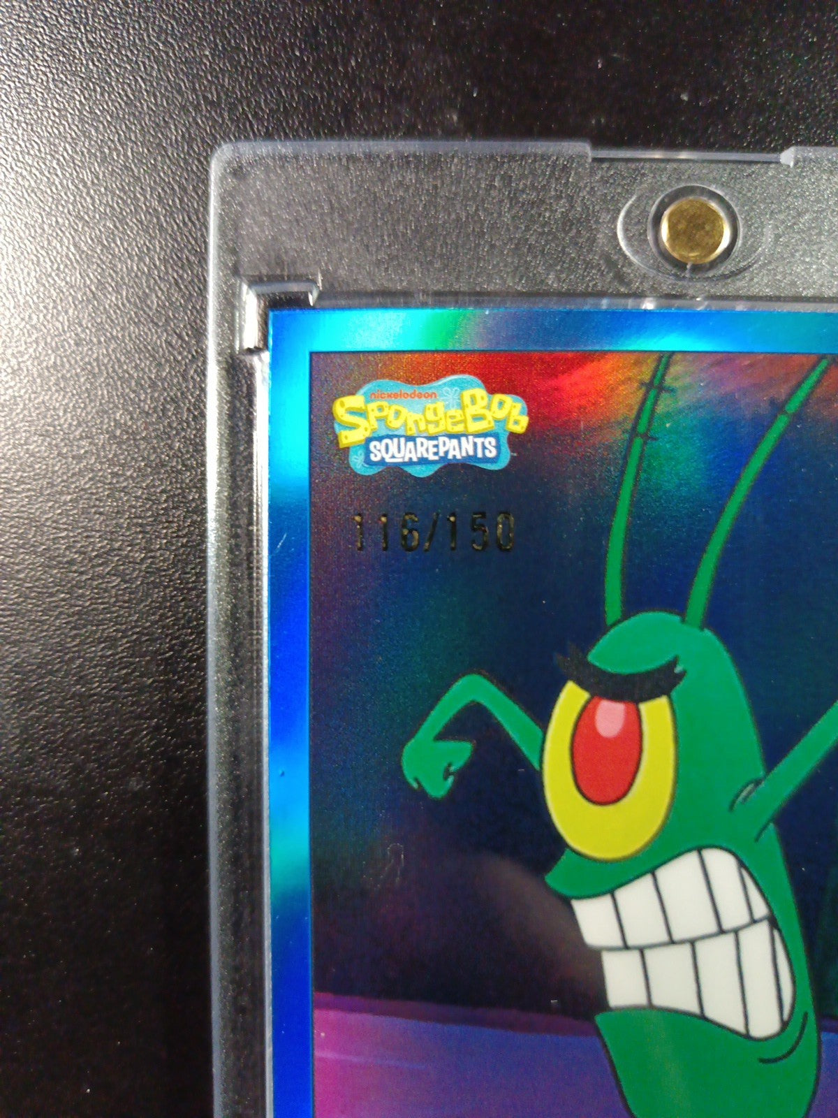 SpongeBob 116/150 Plankton Chum Bucket Blue Refractor Card Topps /150