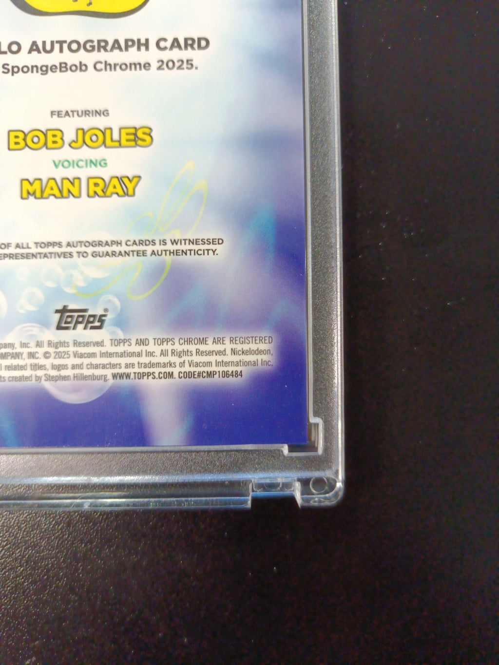 SpongeBob Autograph Man Ray Bob Joles Topps Chrome 2025 Refractor Card