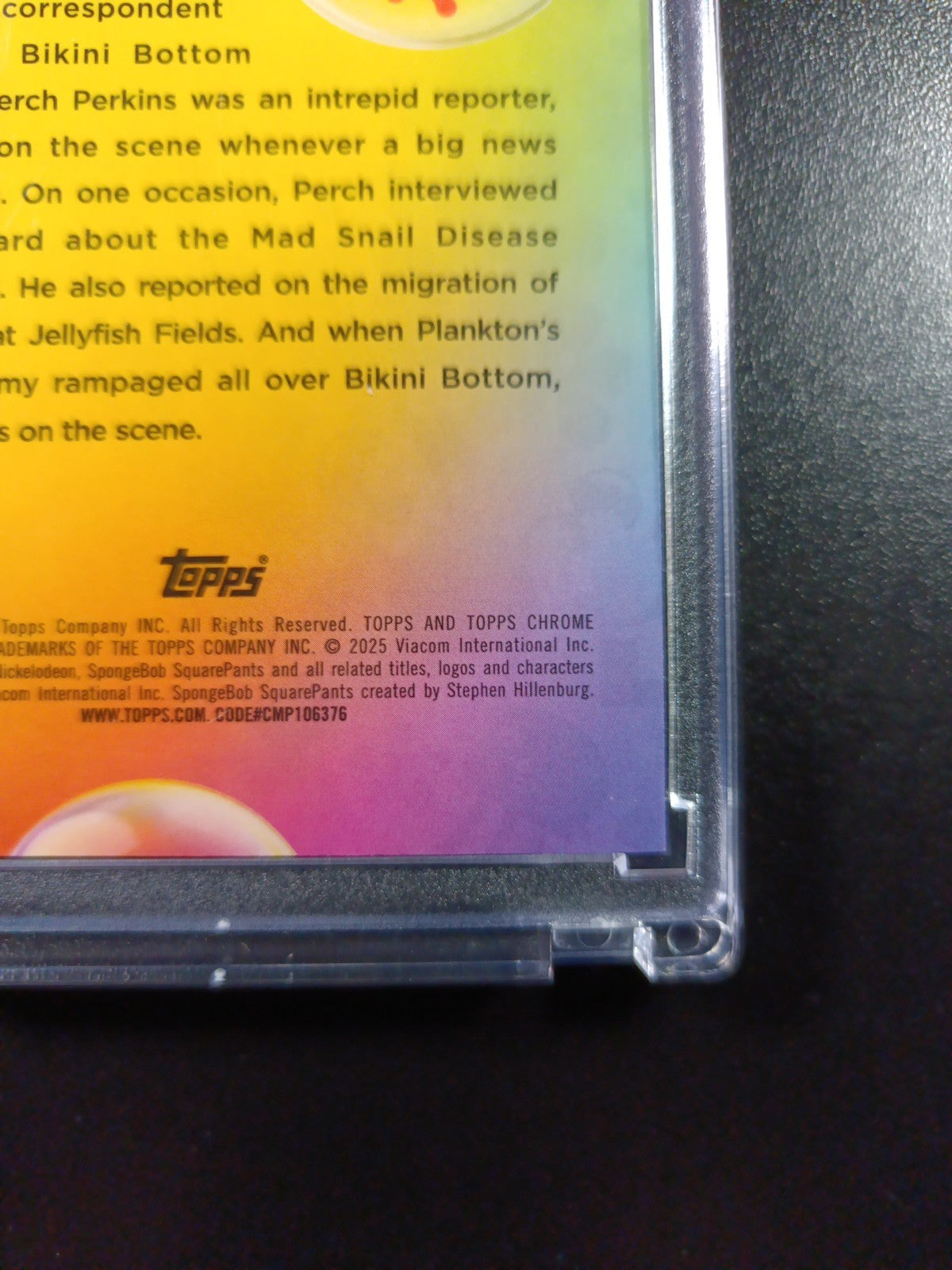 Spongebob /150 Perch Perkins Reporter Blue Refractor Card Topps Chrome 2025