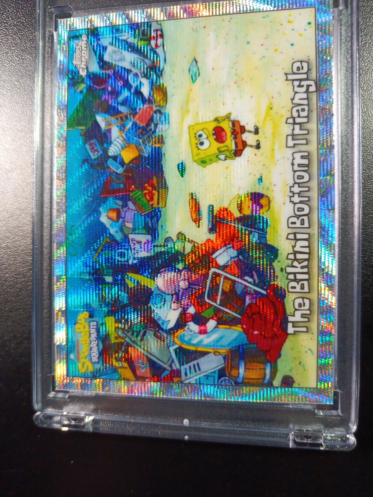 SpongeBob # 152/175 Silver Wave Refractor Bikini Bottom Triangle Card Topps /175