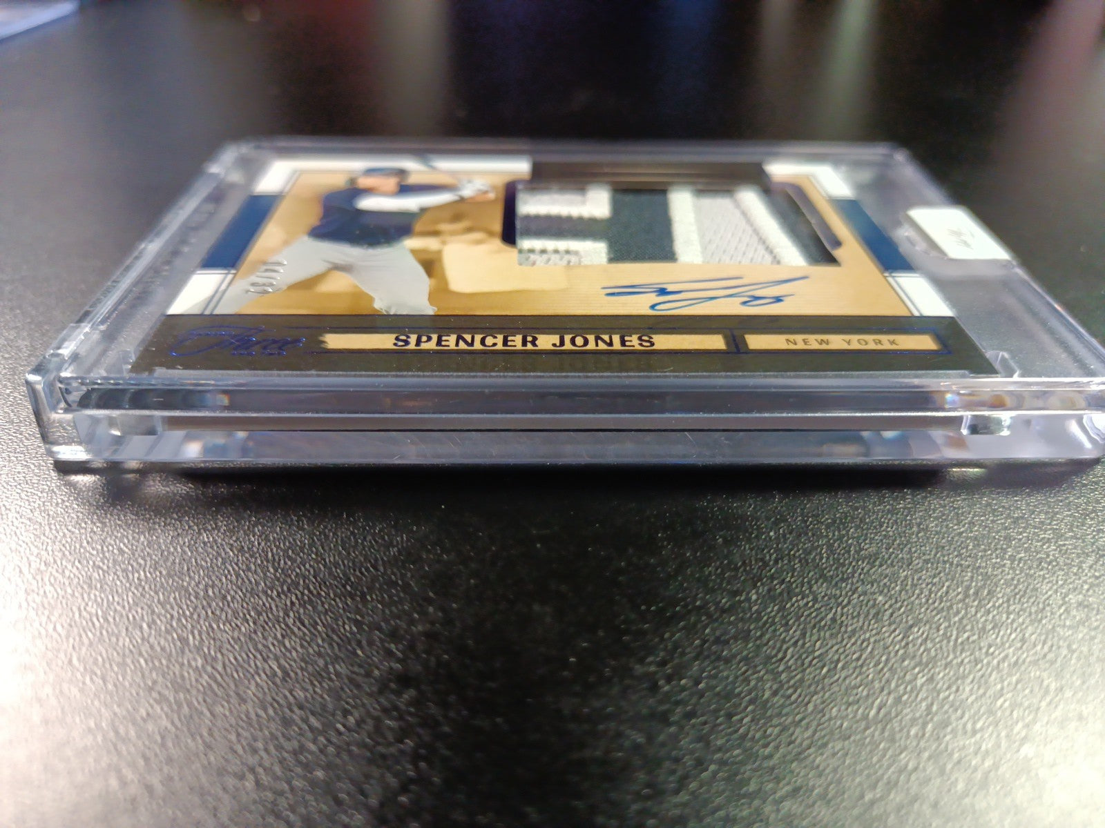 # 4/32 On Card Autograph Game Used Jersey Spencer Jones Yankees Baseball Panini 