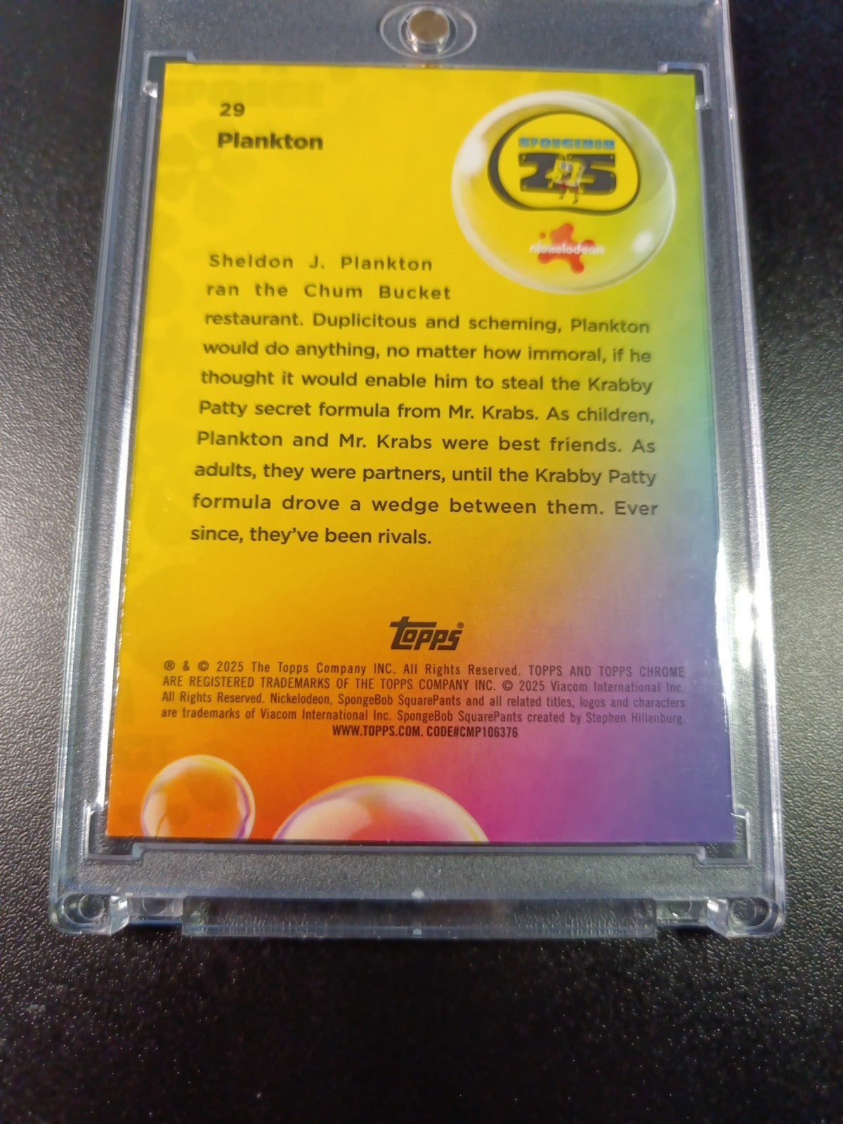 SpongeBob #/199 Plankton Aqua Green Wave Prizm Refractor Topps Chrome 2025