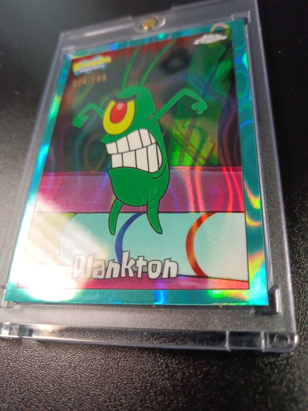 SpongeBob #/199 Plankton Aqua Green Wave Prizm Refractor Topps Chrome 2025