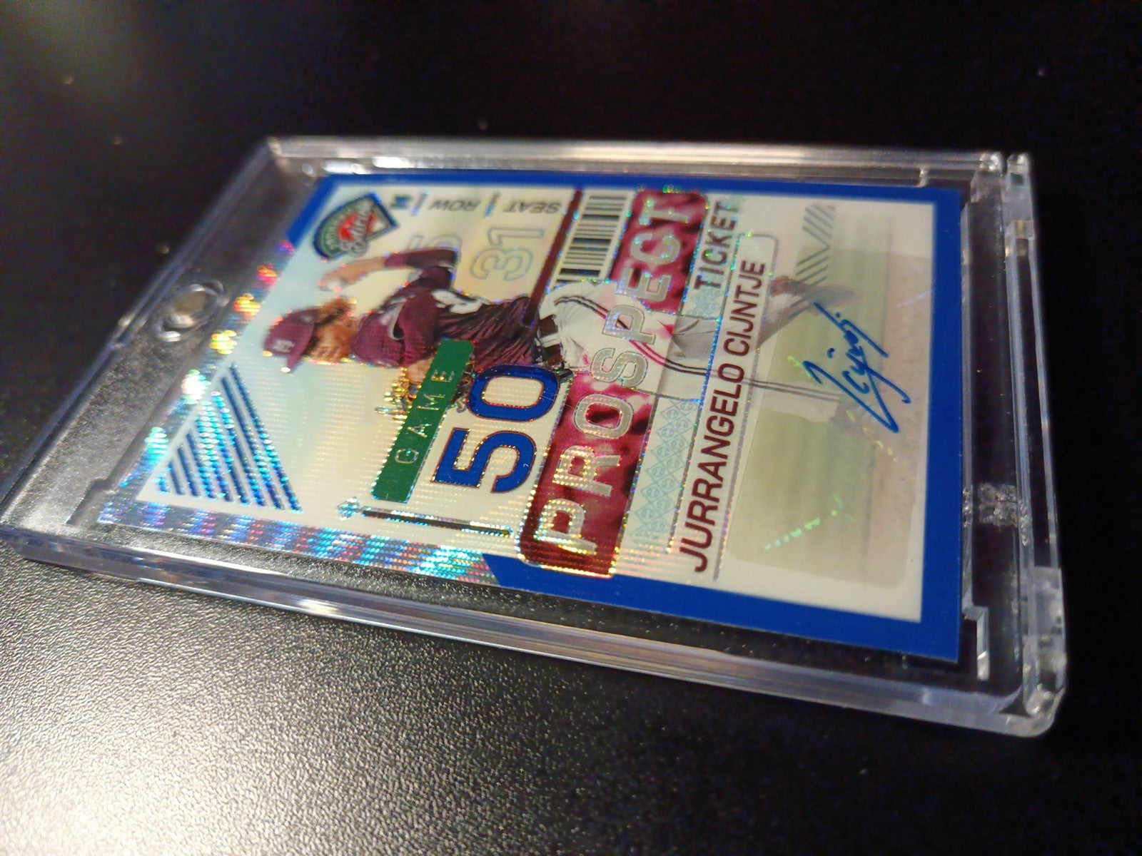 # /75 Autograph Jurrangelo Cijntje Mariners Rookie Wave Prizm Baseball Card 