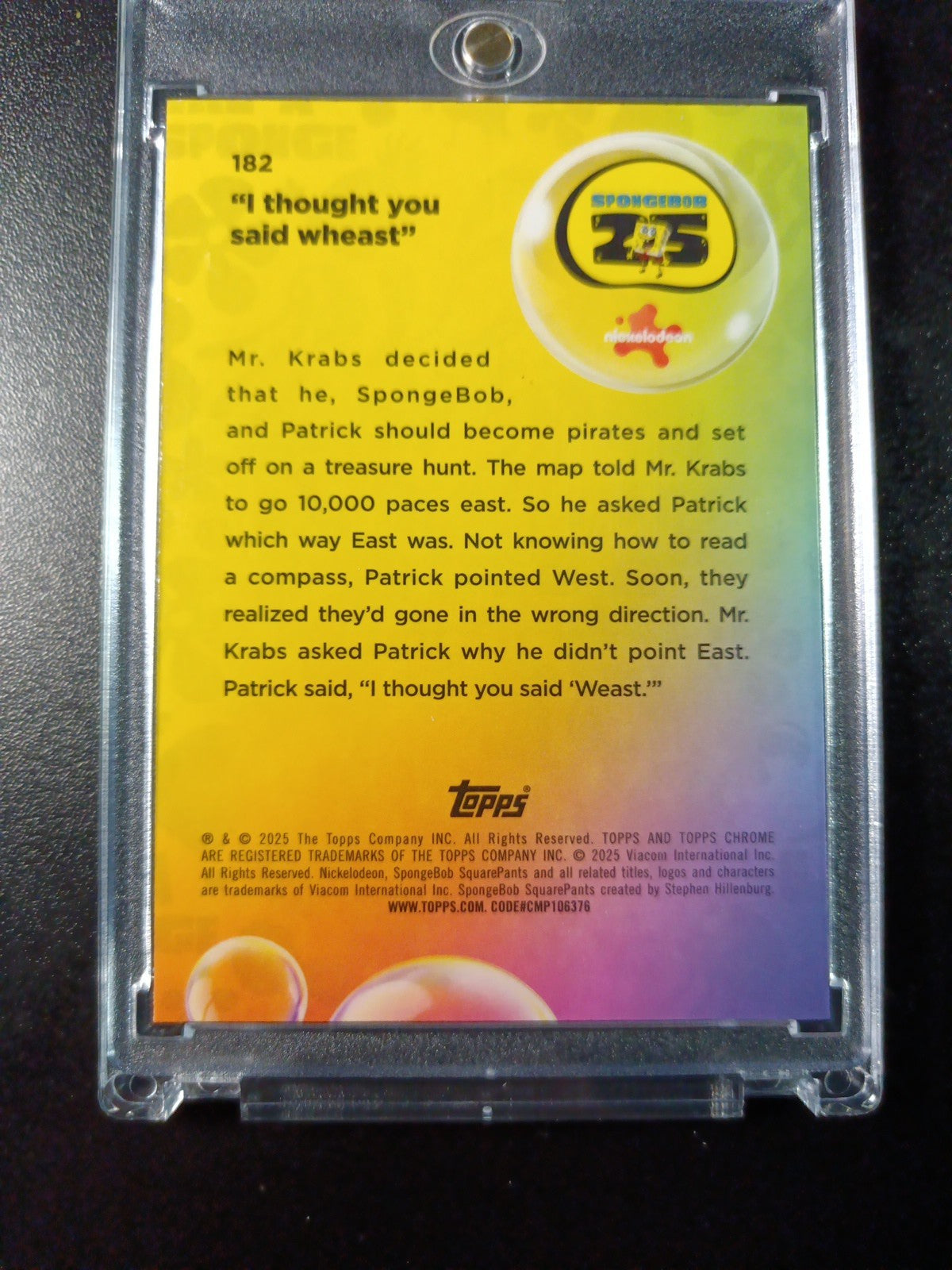 SpongeBob #29/99 Blue Bubble Refractor Patrick I Thought You Said Wheast Card 