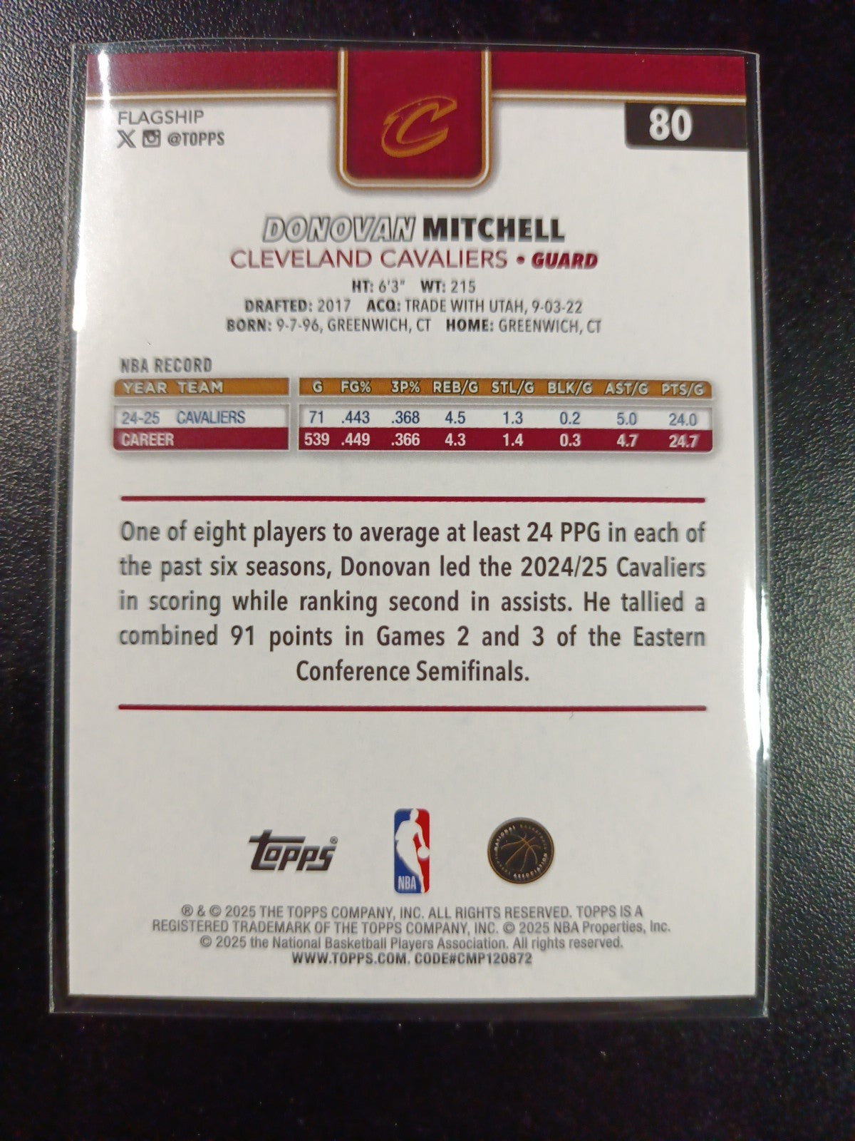 # /2025 Donovan Mitchell Gold Card 2025-26 Topps Basketball NBA Cavaliers