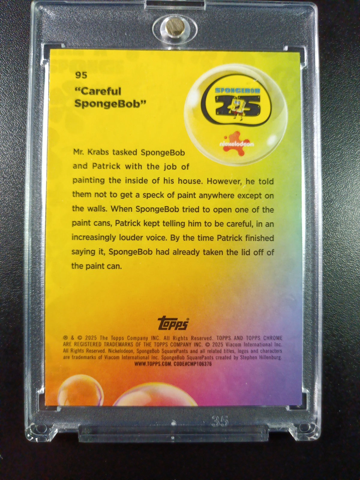 SpongeBob # 20/175 Silver Wave Refractor Patrick Careful SpongeBob Card /175