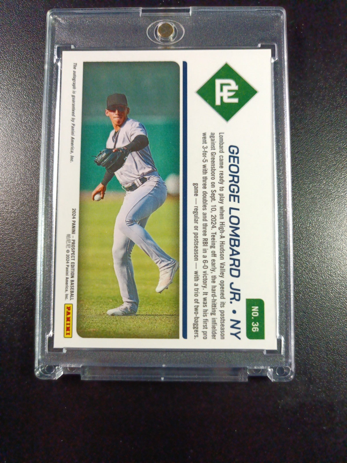 Yankees Rookie Autograph George Lombard Jr Prospect Glossy Baseball Card