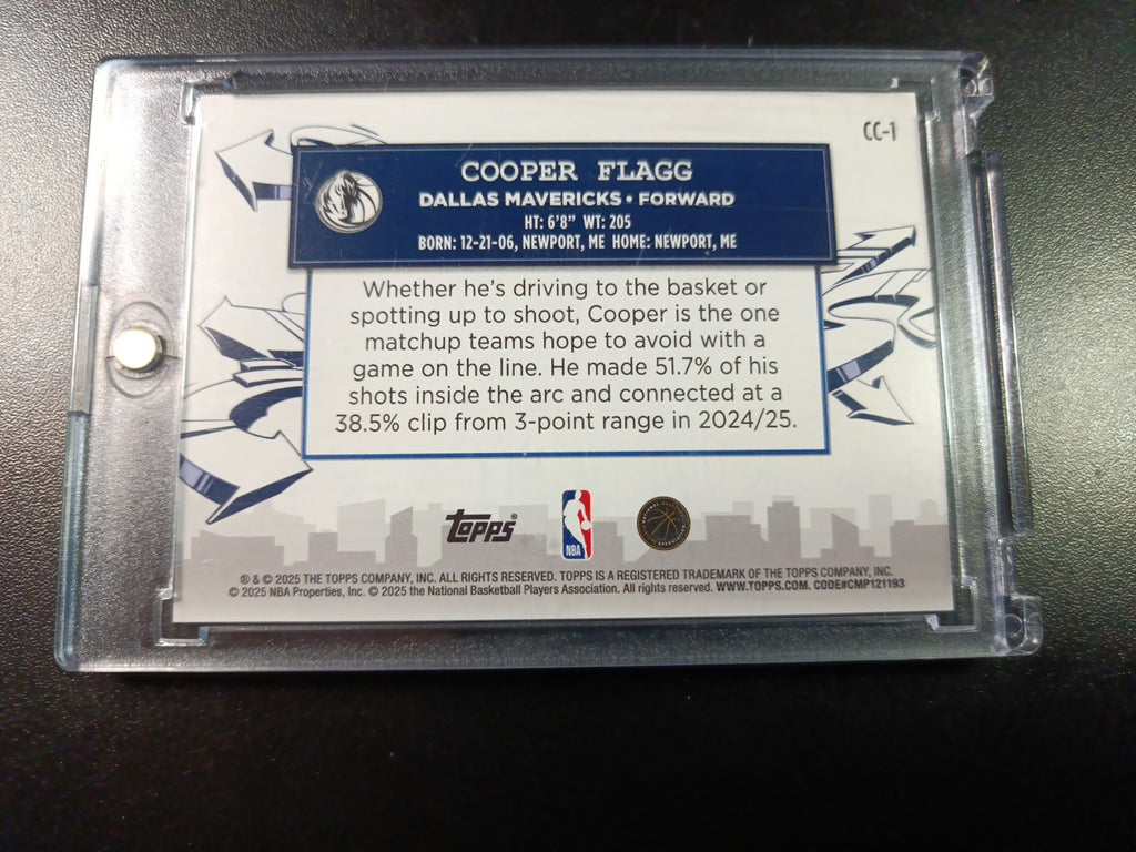 #1 Cooper Flagg Rookie Graffiti Clutch City Foil Card 2025-26 Topps Basketball