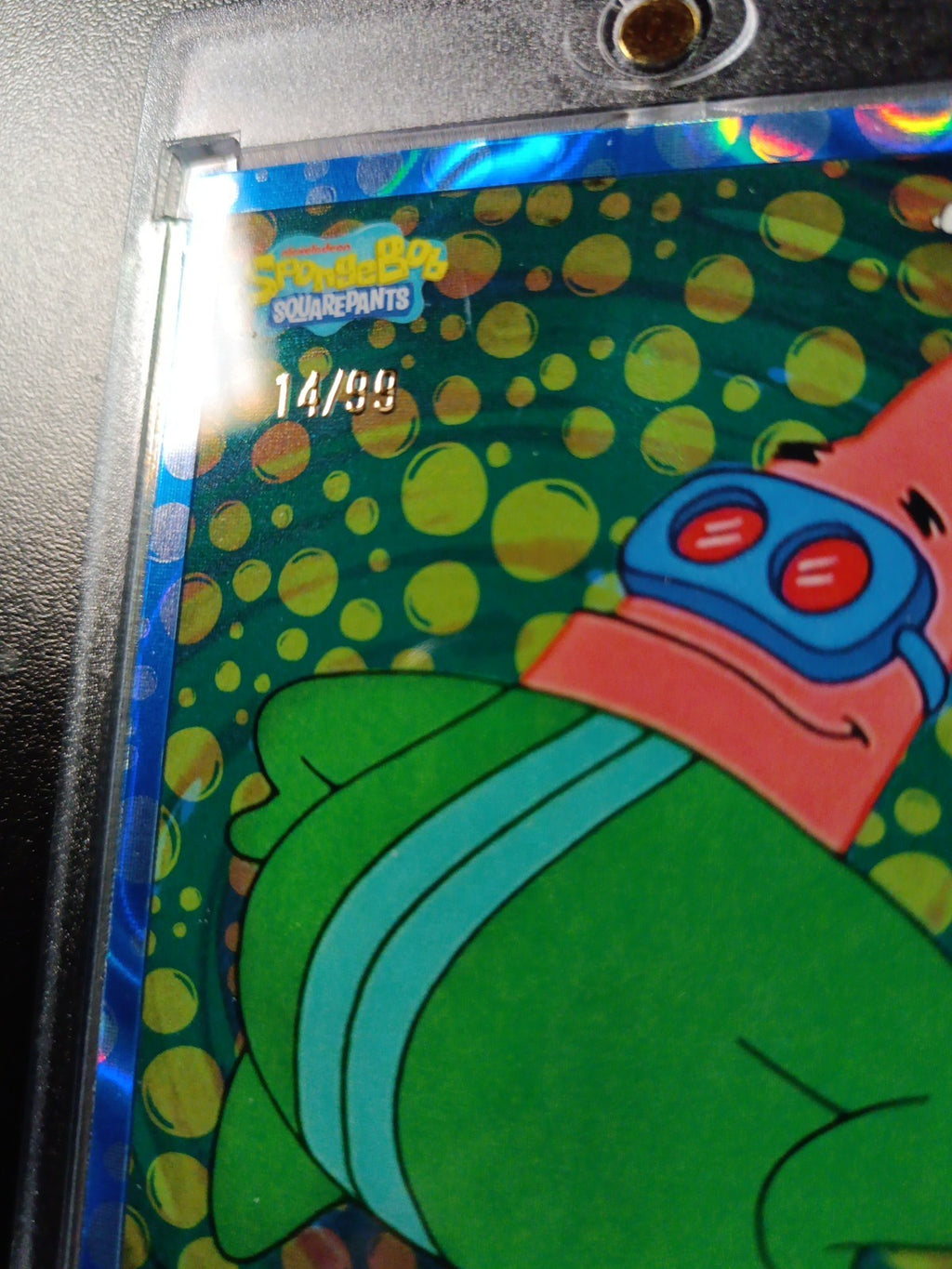 SpongeBob # /99 Blue Bubblefractor Patrick Elastic Waistband Bubble Card Chrome