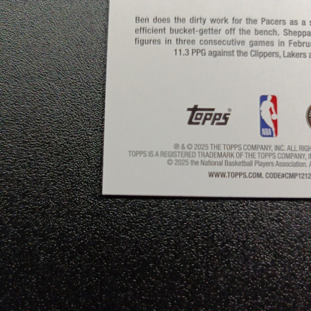 2025-26 Topps Basketball Card Ben Sheppard Silver Foil 45th Anniversary