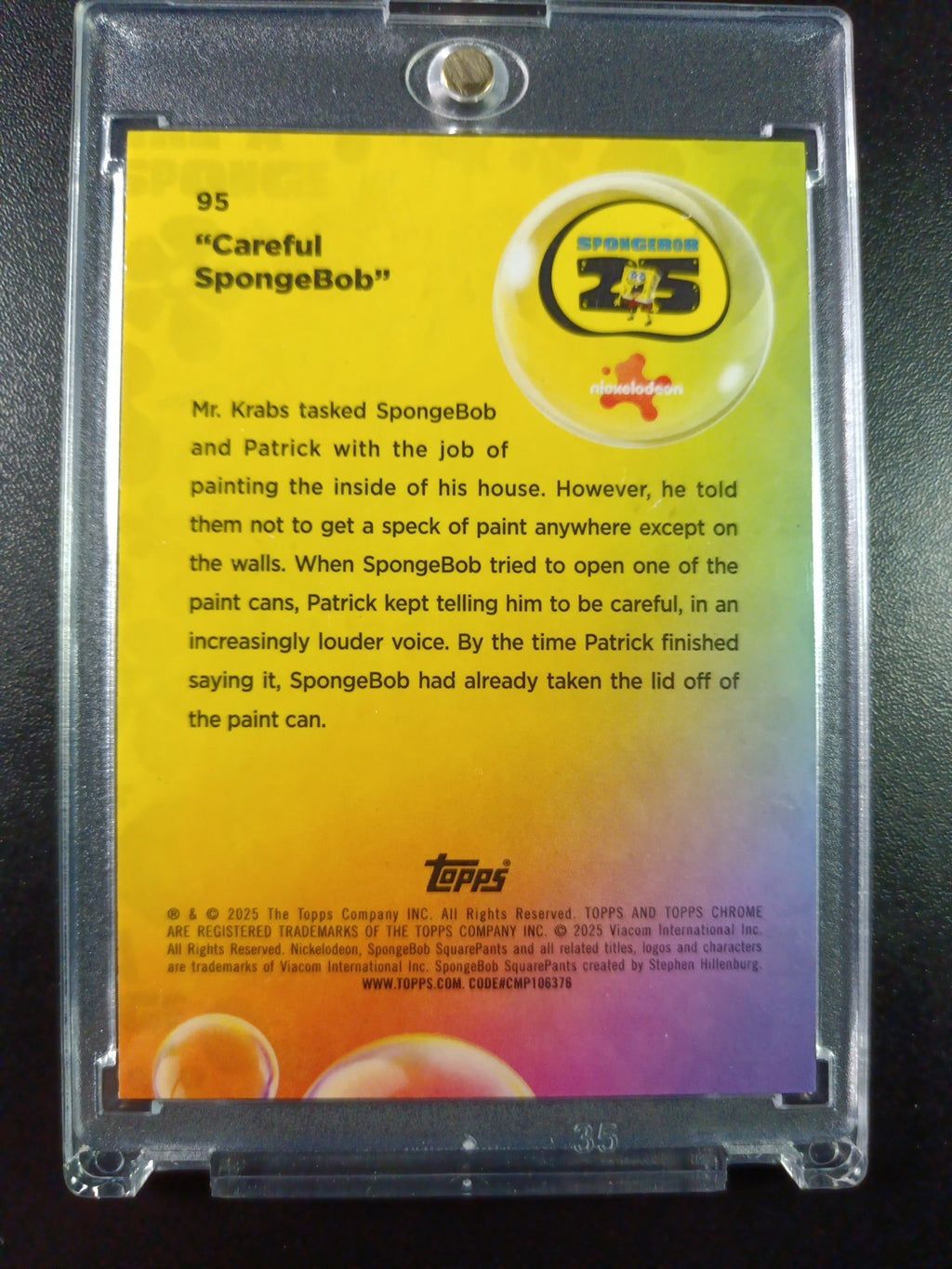 SpongeBob # 20/175 Silver Wave Refractor Patrick Careful SpongeBob Card /175