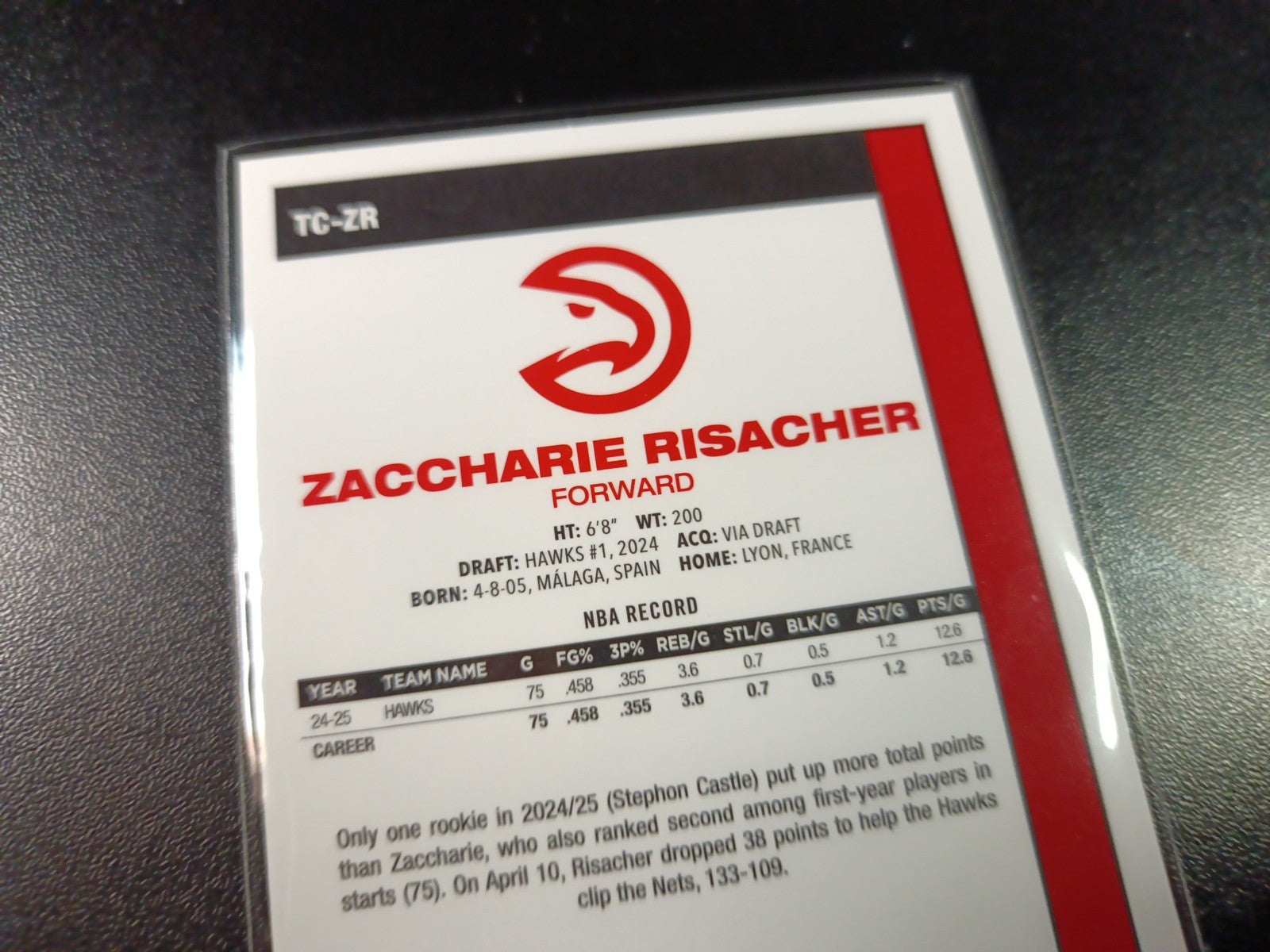 Mojo Refractor Zaccharie Risracher 45th Anniversary Card 25-26 Topps Basketball