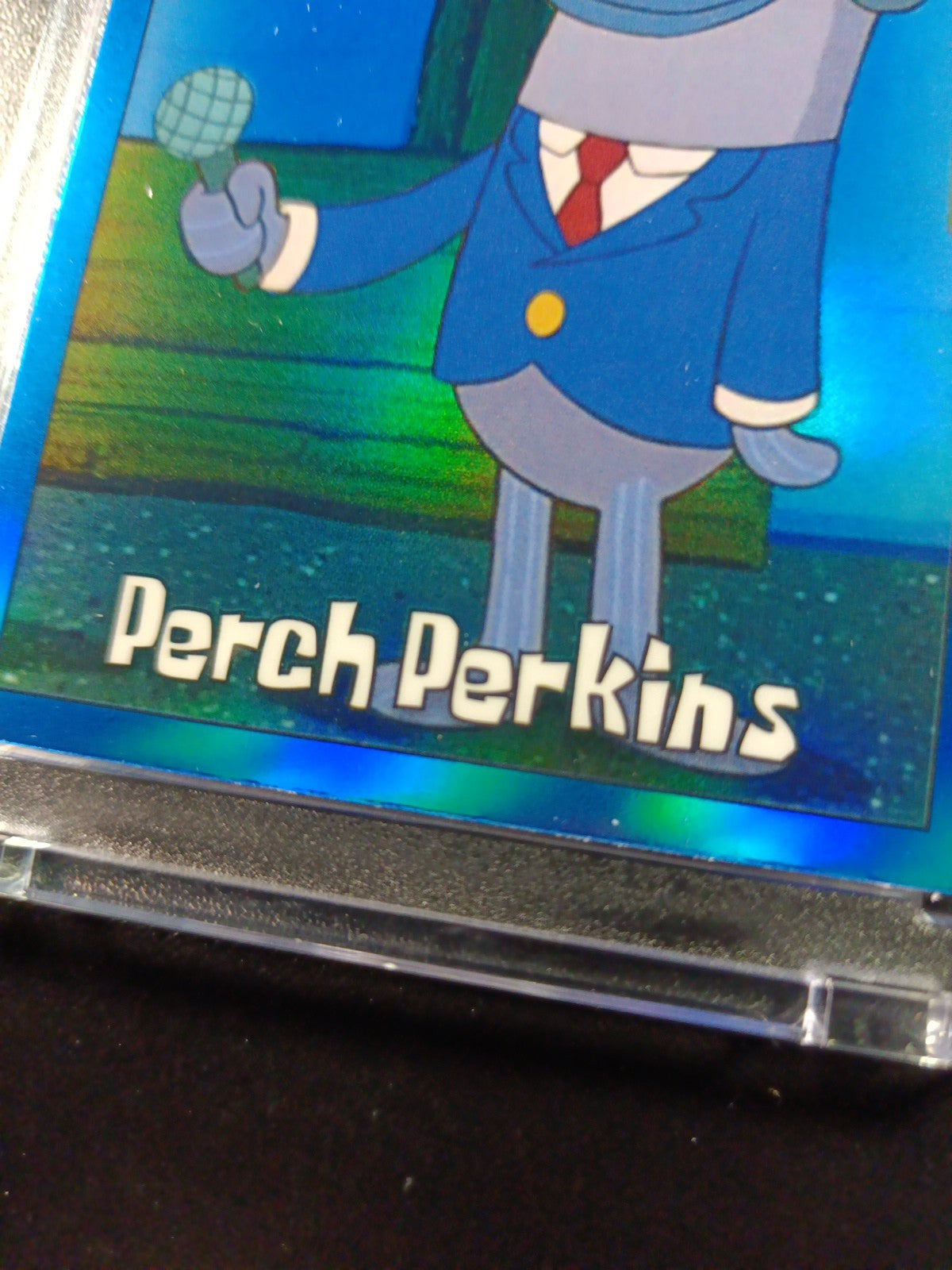 Spongebob /150 Perch Perkins Reporter Blue Refractor Card Topps Chrome 2025