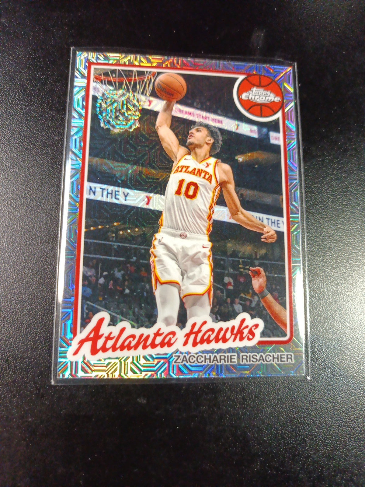 Mojo Refractor Zaccharie Risracher 45th Anniversary Card 25-26 Topps Basketball
