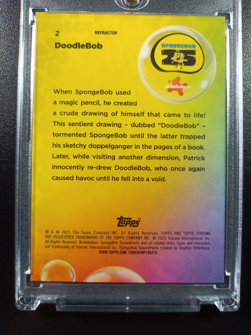 SpongeBob DoodleBob #2 Refractor Parallel Trading Card Topps Chrome 2025