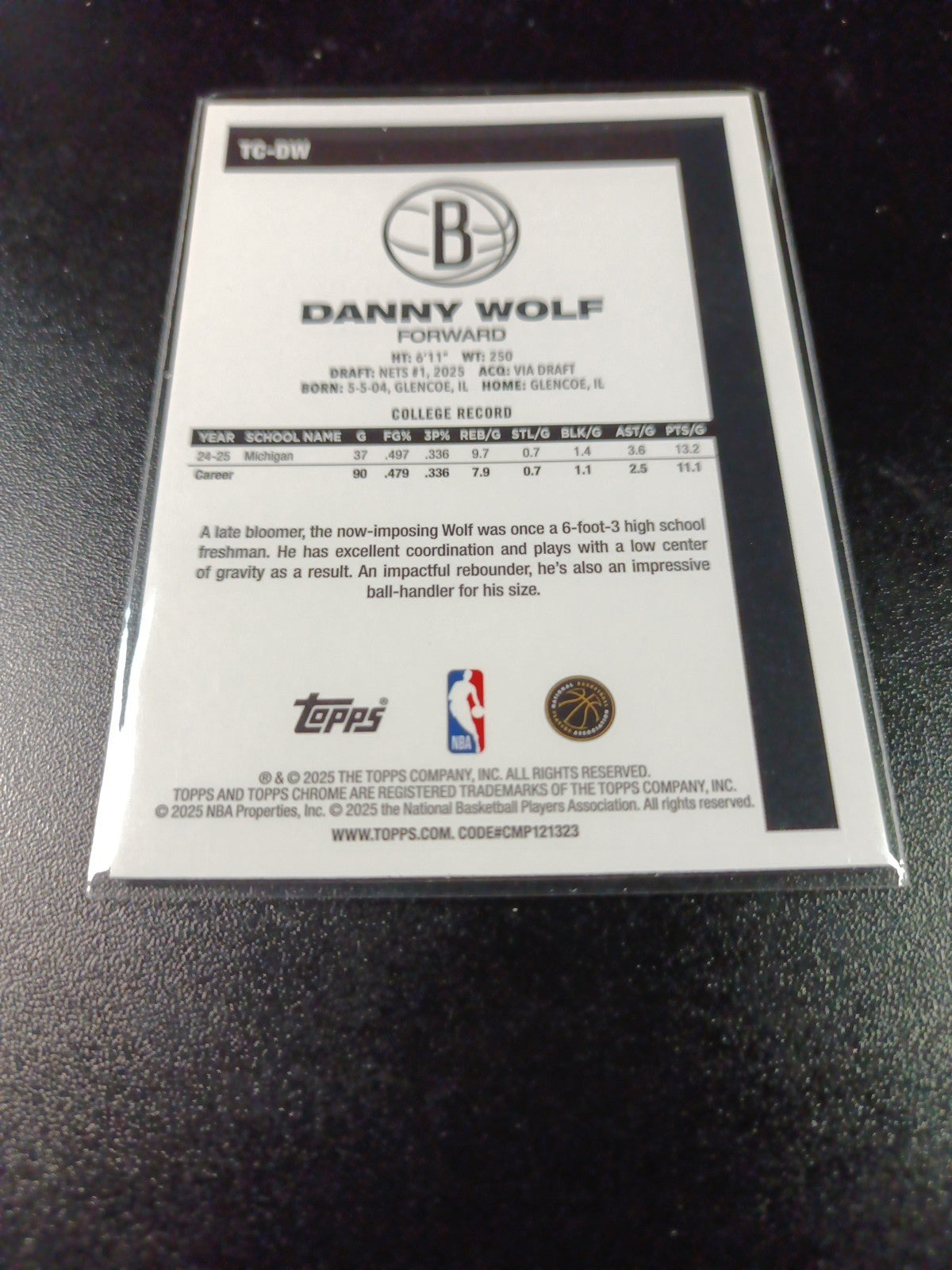 Mojo Refractor Rookie Danny Wolf 45th Anniversary Card 25-26 Topps Basketball 