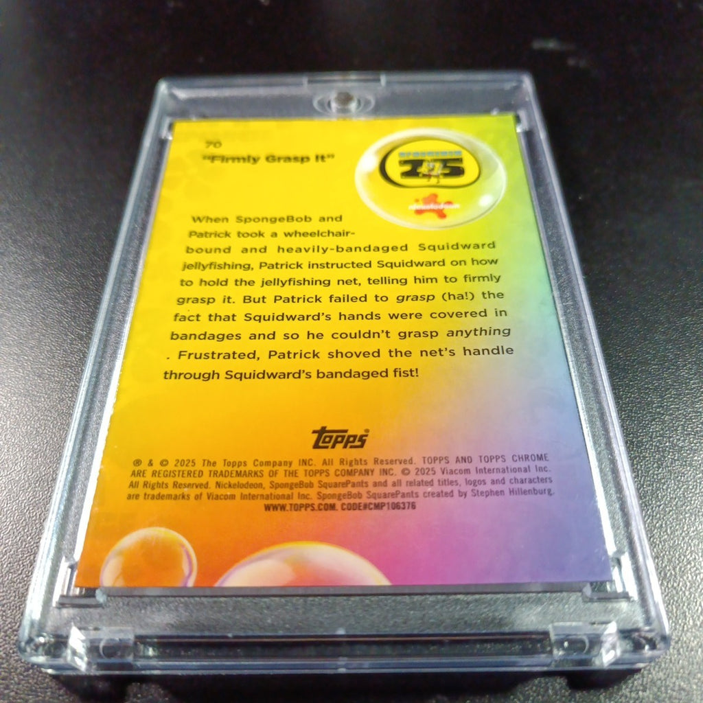 SpongeBob 121/199 Firmly Grasp It Squidward Aqua Lava Refractor Card Topps /199