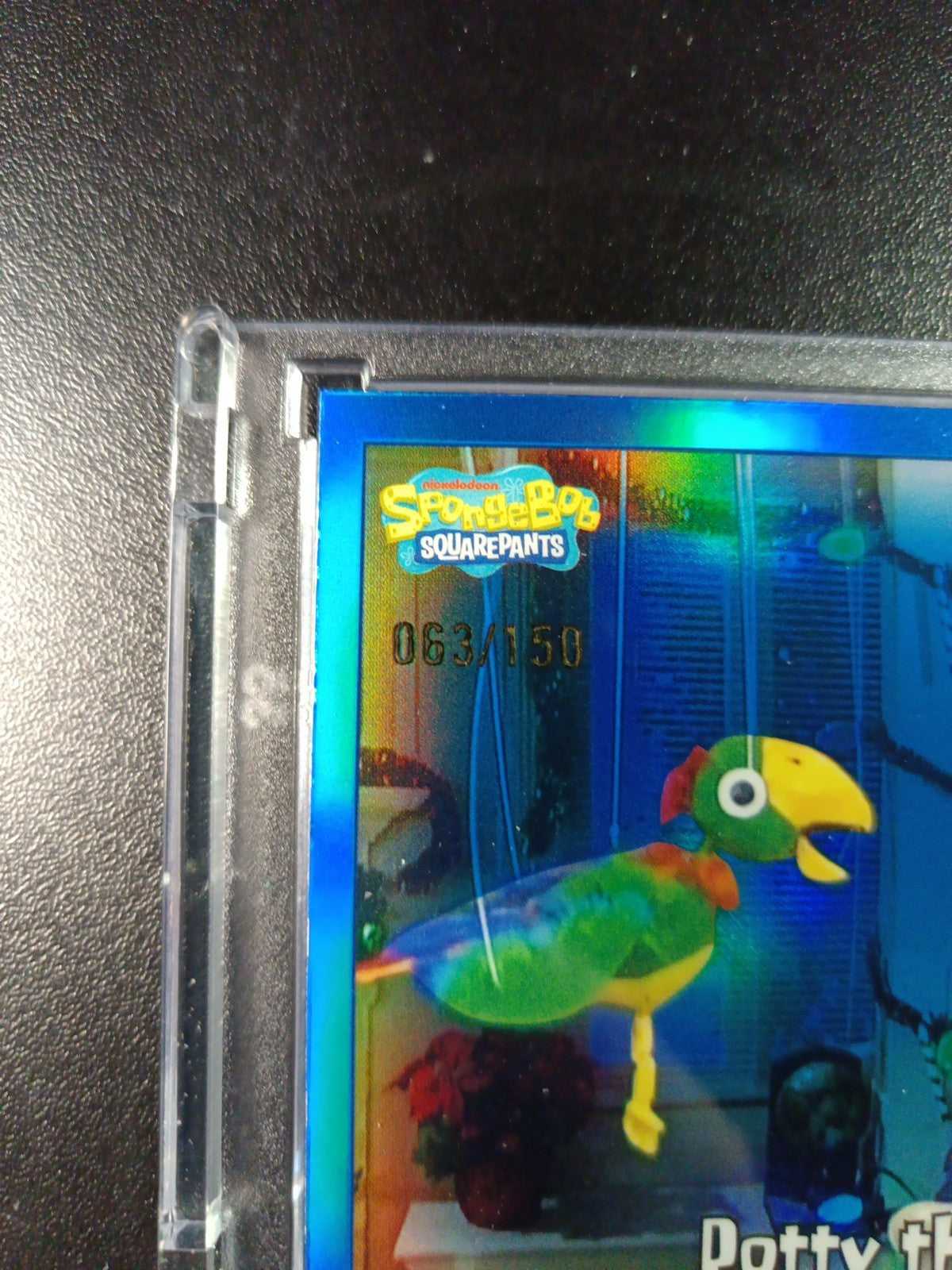 SpongeBob 63/150 Potty The Parrot Patchy The Pirate Blue Refractor Card /150