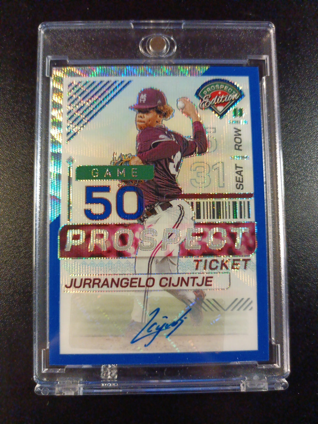 # /75 Autograph Jurrangelo Cijntje Mariners Rookie Wave Prizm Baseball Card 