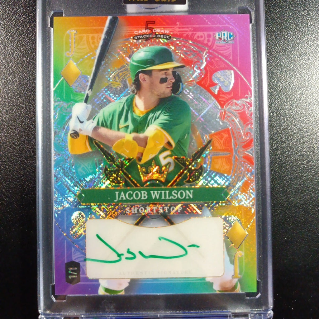 RARE # 1/1 Autograph Jacob Wilson Rainbow Prizm Rookie Baseball Wild Card /1