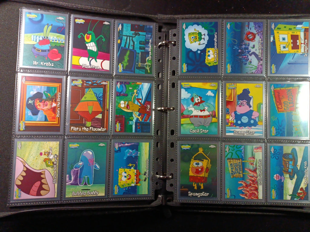 SpongeBob Cards Full Set # 1-200 Every Card In Padded Zipper Binder Topps Chrome
