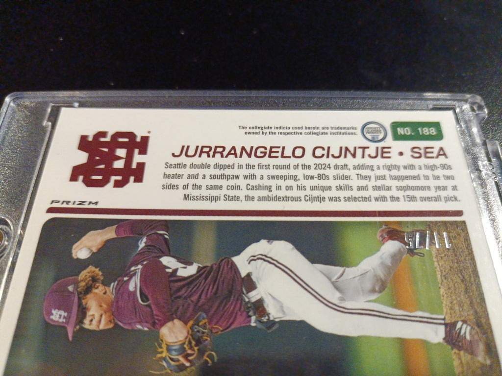 # /75 Autograph Jurrangelo Cijntje Mariners Rookie Wave Prizm Baseball Card 