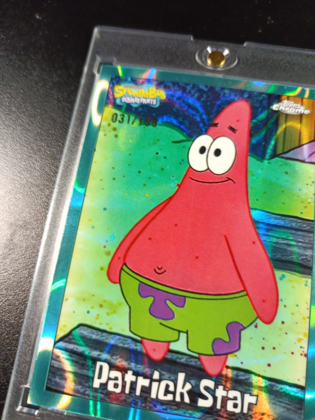 SpongeBob # 31/199 Patrick Star Aqua Lava Refractor Card Topps Case Hit /199