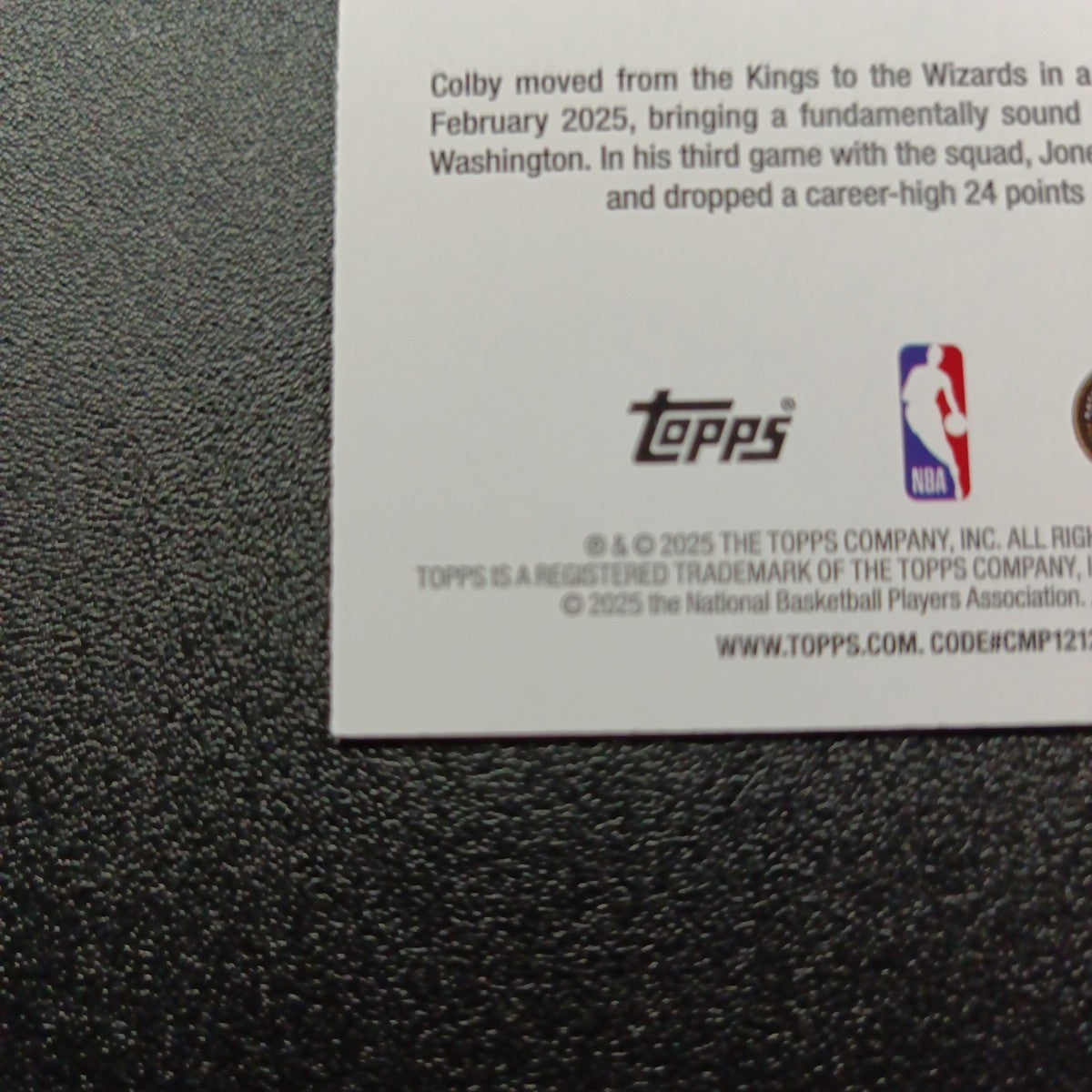 2025-26 Topps Basketball Card Colby Jones Silver Foil 45th Anniversary