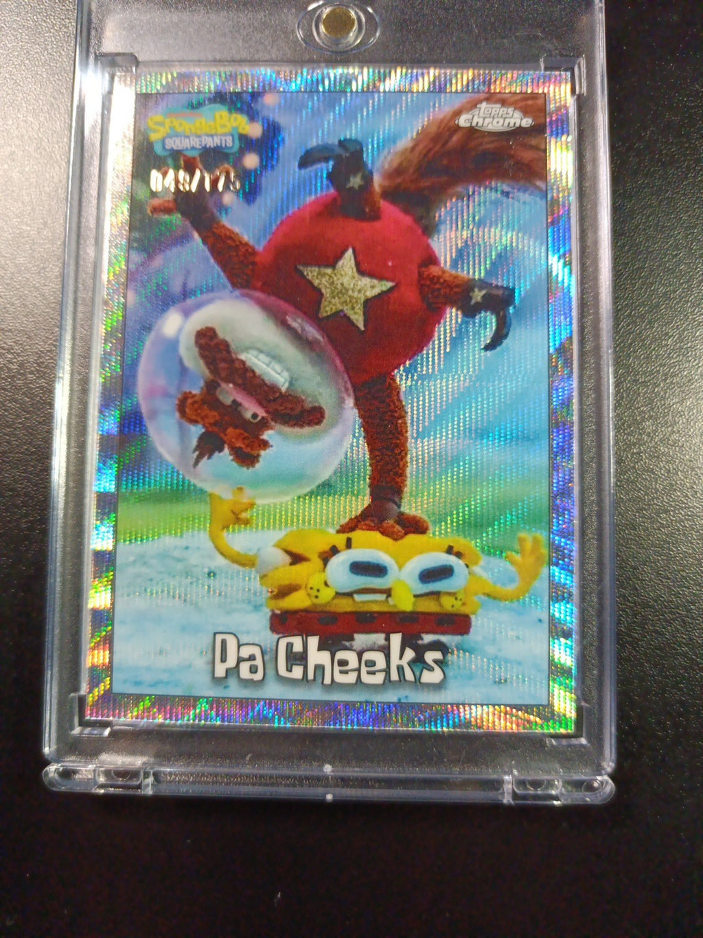 SpongeBob 49/175 Silver Wave Refractor Pa Cheeks Sandy Topps Chrome Card /175