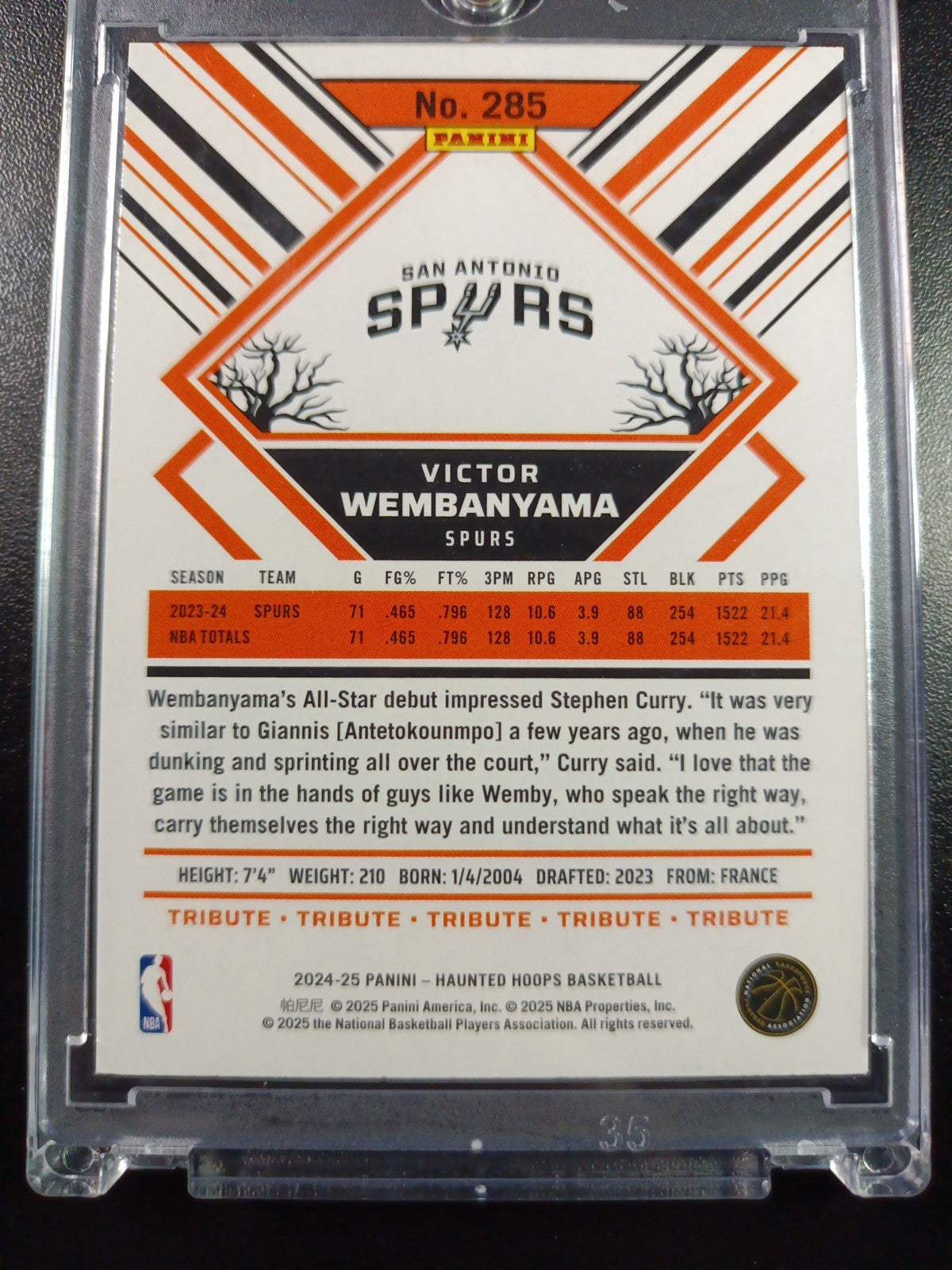 Spider Web Holo Wembanyama NBA Haunted Hoops 2024-25 Basketball Card Spurs Prizm