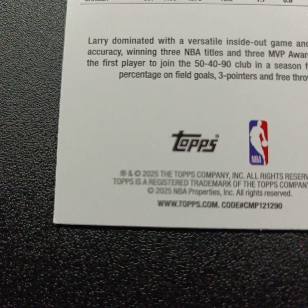 2025-26 Topps Basketball Card Larry Bird Silver Foil 45th Anniversary