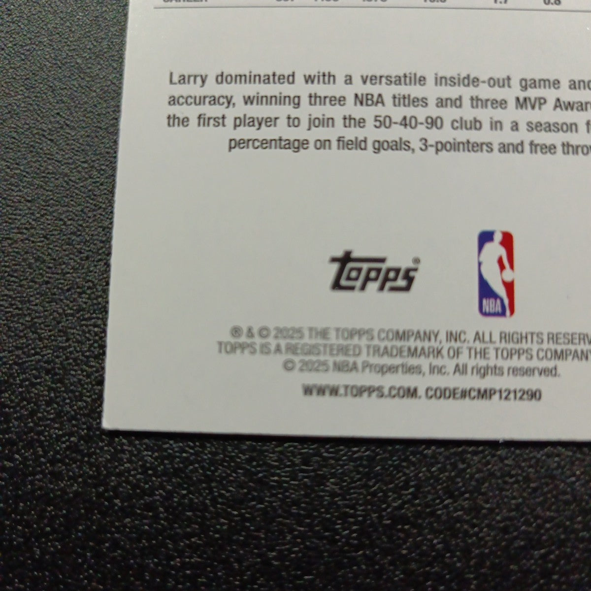 2025-26 Topps Basketball Card Larry Bird Silver Foil 45th Anniversary