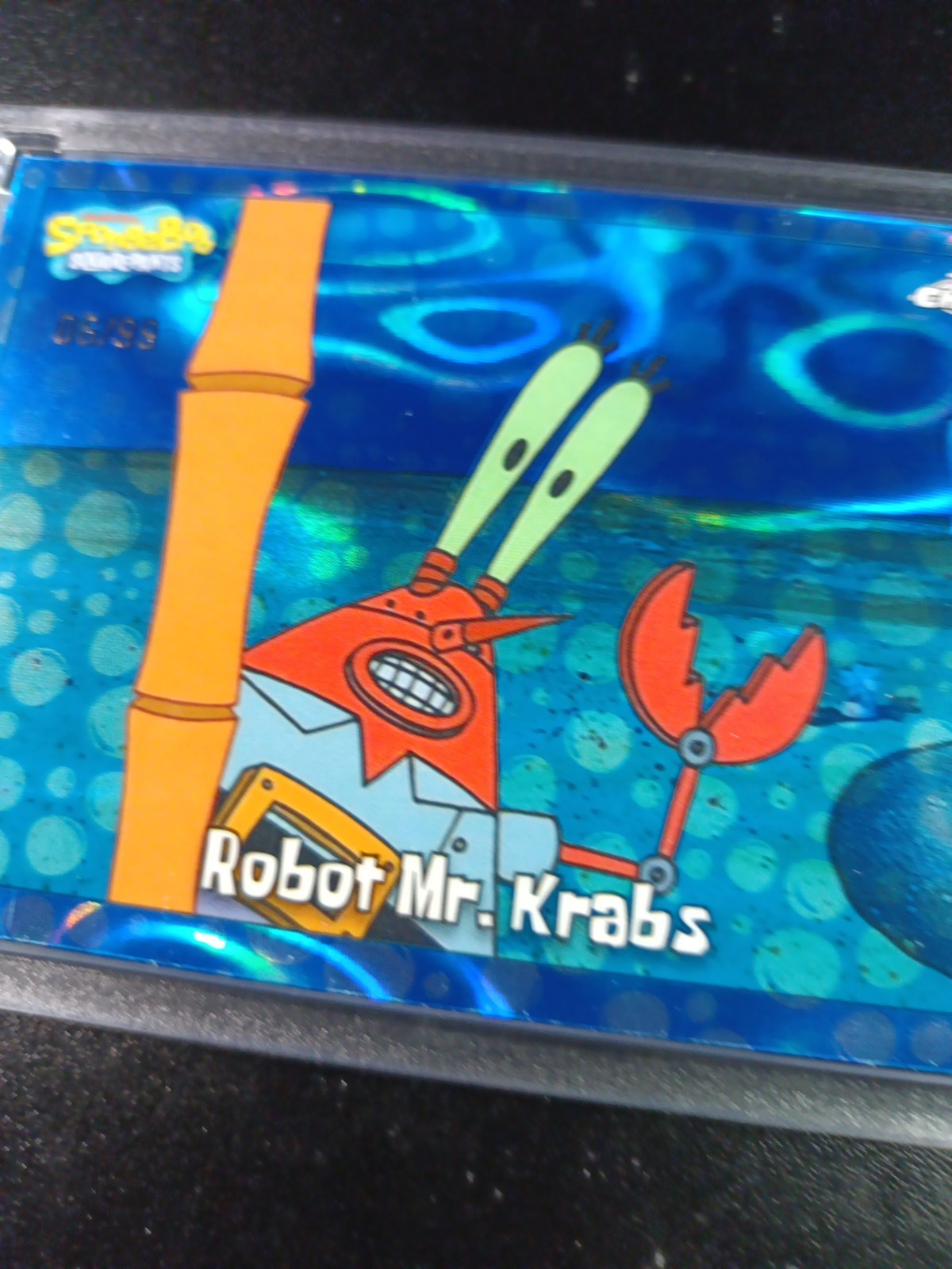 SpongeBob 6/99 Blue Bubblefractor Robot Mr. Krabs Bubble Card Topps Chrome /99