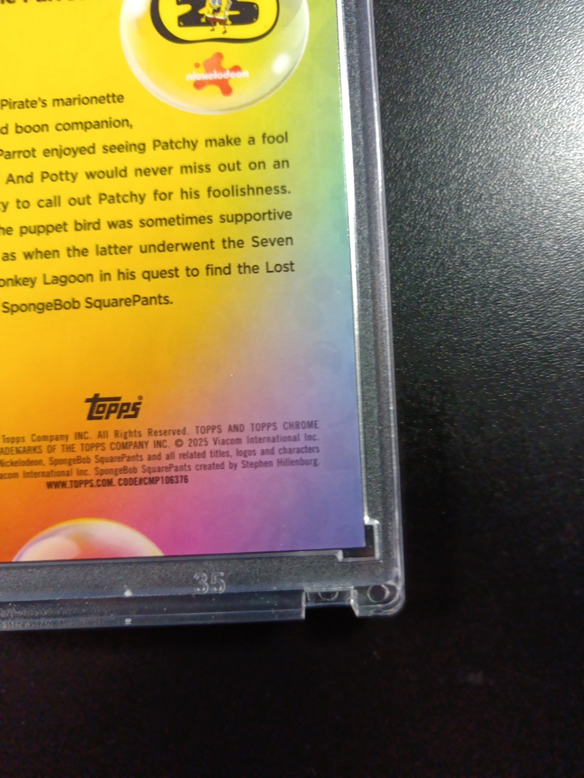 SpongeBob 63/150 Potty The Parrot Patchy The Pirate Blue Refractor Card /150