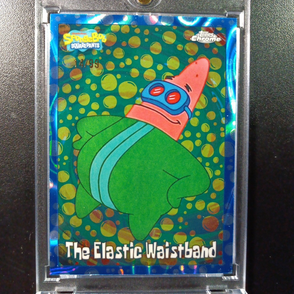SpongeBob # /99 Blue Bubblefractor Patrick Elastic Waistband Bubble Card Chrome