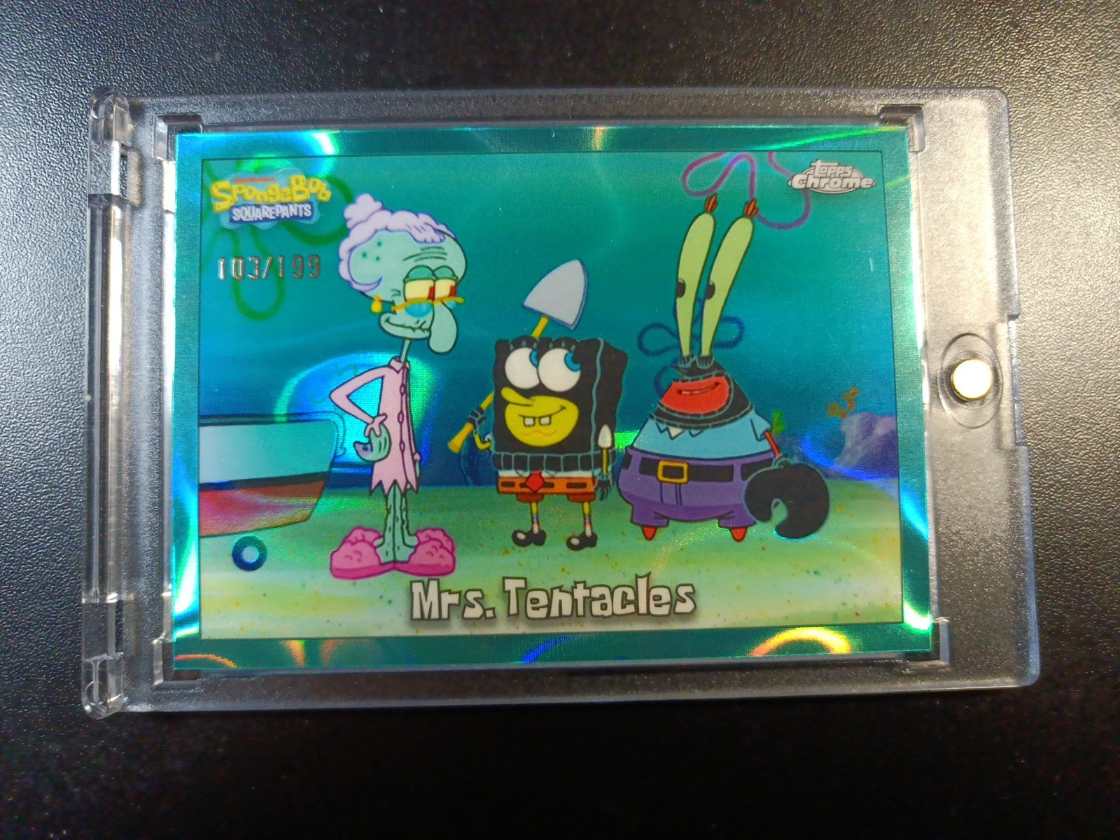 SpongeBob # /199 Mrs. Tentacles Aqua Lava Refractor Card Topps Chrome 