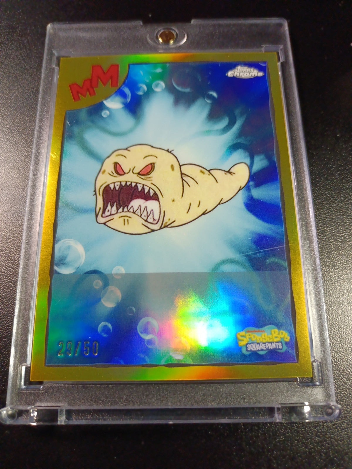 SpongeBob 29/50 Gold Refractor Sinister Slug Topps Chrome 2025 Worm Card /50